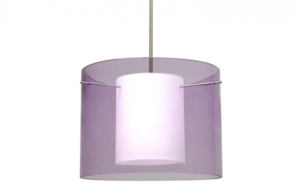 Besa Pahu 16 LED Pendant 1Tt Transparent Amethyst/Opal Satin Nickel 1x11W LED