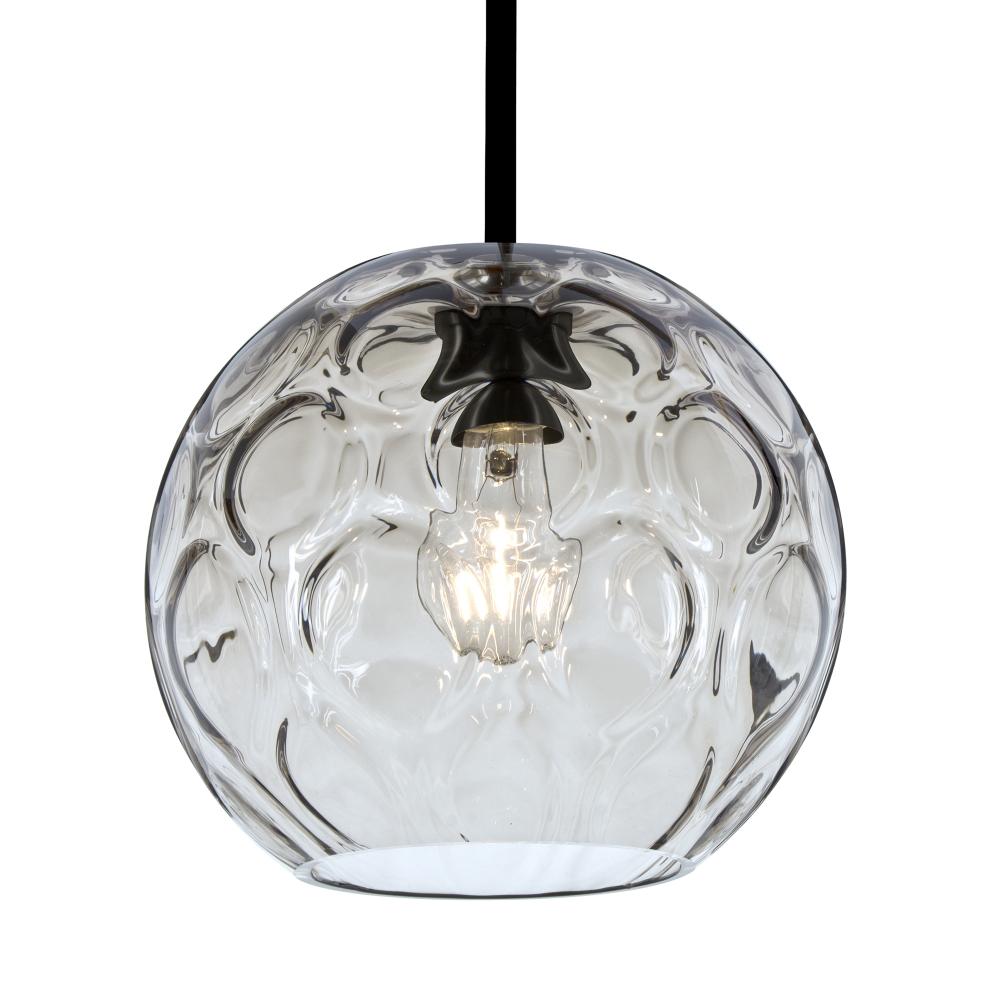 Besa Bombay Cord Pendant, Clear, Black Finish, 1x8W LED Filament