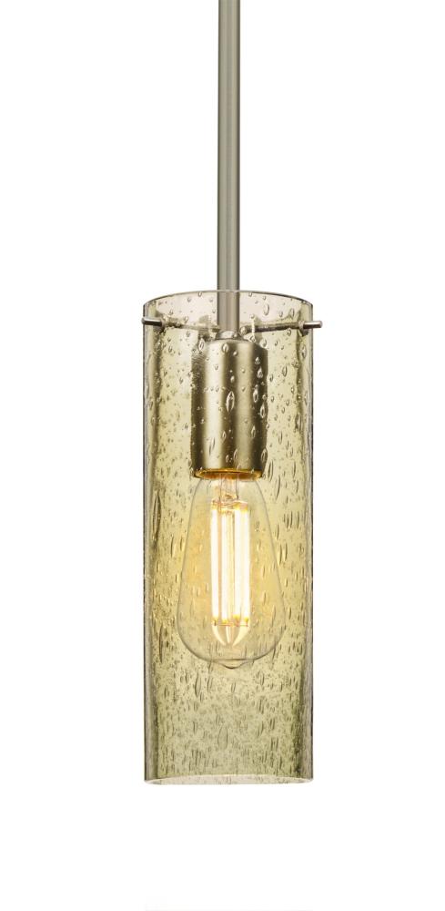 Besa, Juni 10 Stem Pendant, Gold Bubble, Satin Nickel, 1x4W LED Filament