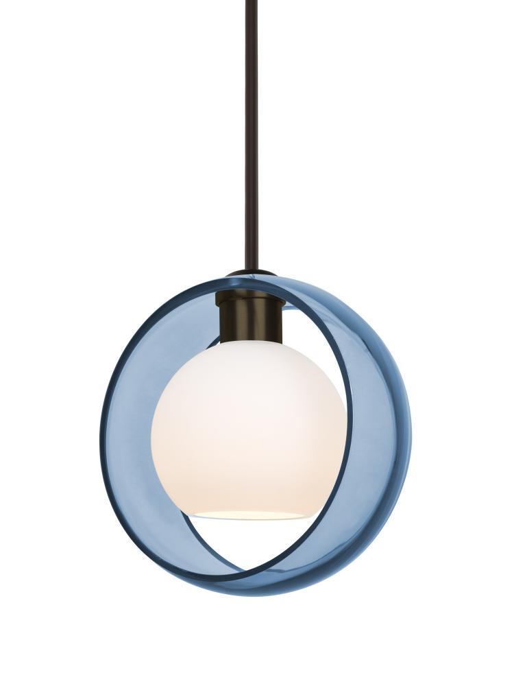 Besa Mana Pendant, Blue/Opal, Bronze Finish, 1x9W LED