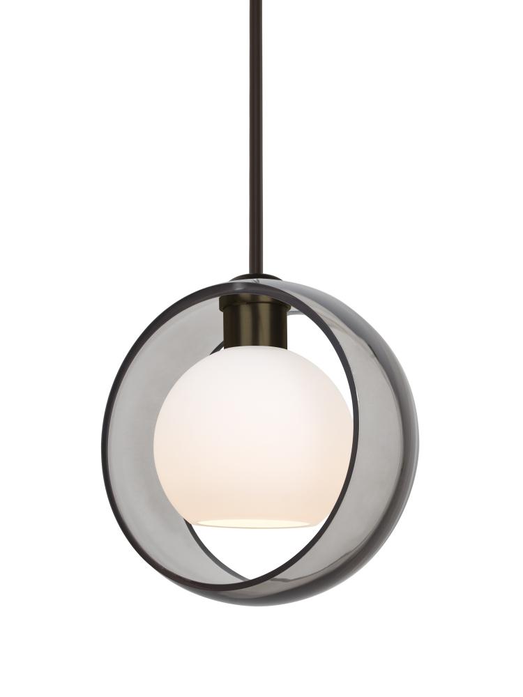 Besa Mana Pendant, Smoke/Opal, Bronze Finish, 1x60W Medium Base