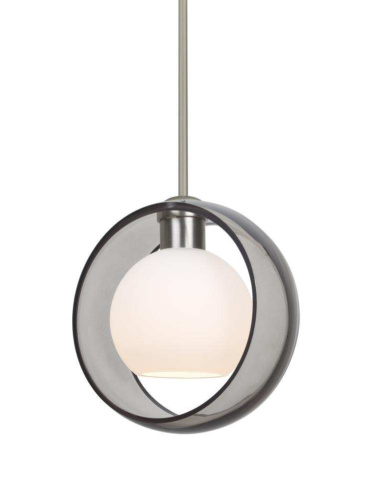 Besa Mana Pendant, Smoke/Opal, Satin Nickel Finish, 1x60W Medium Base