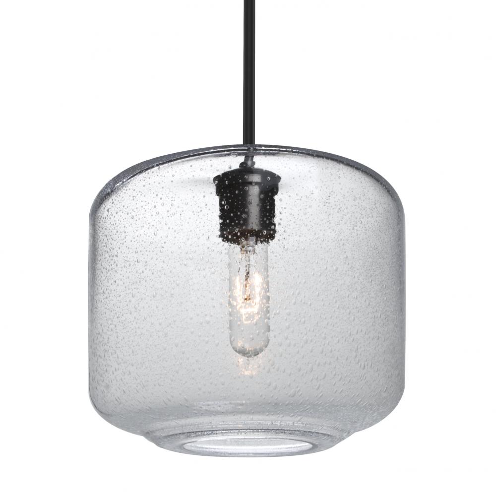 Besa Niles 10 Pendant, Clear Bubble, Black Finish, 1x60W MAX E26 Base