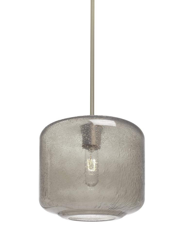 Besa Niles 10 Pendant, Smoke Bubble, Satin Nickel Finish, 1x60W Medium Base T10