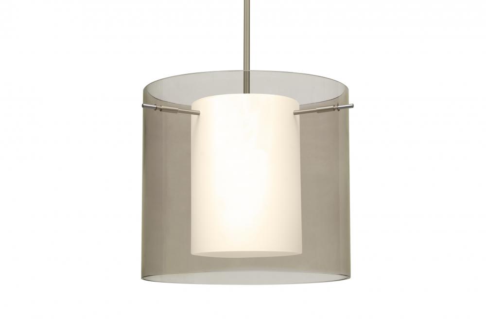 Besa Pendant Pahu 12 Satin Nickel Transparent Smoke 1x11W LED