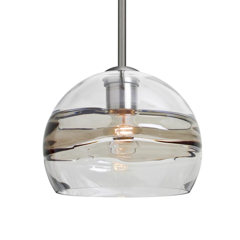 Besa Spirit 8 Pendant, Smoke/Clear, Satin Nickel Finish, 1x60W Medium Base