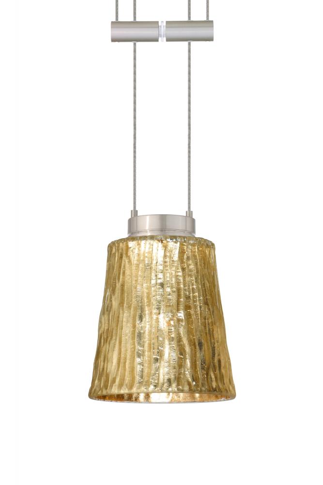 Besa Pendant Nico 4 Satin Nickel Stone Gold Foil 1x35W Halogen