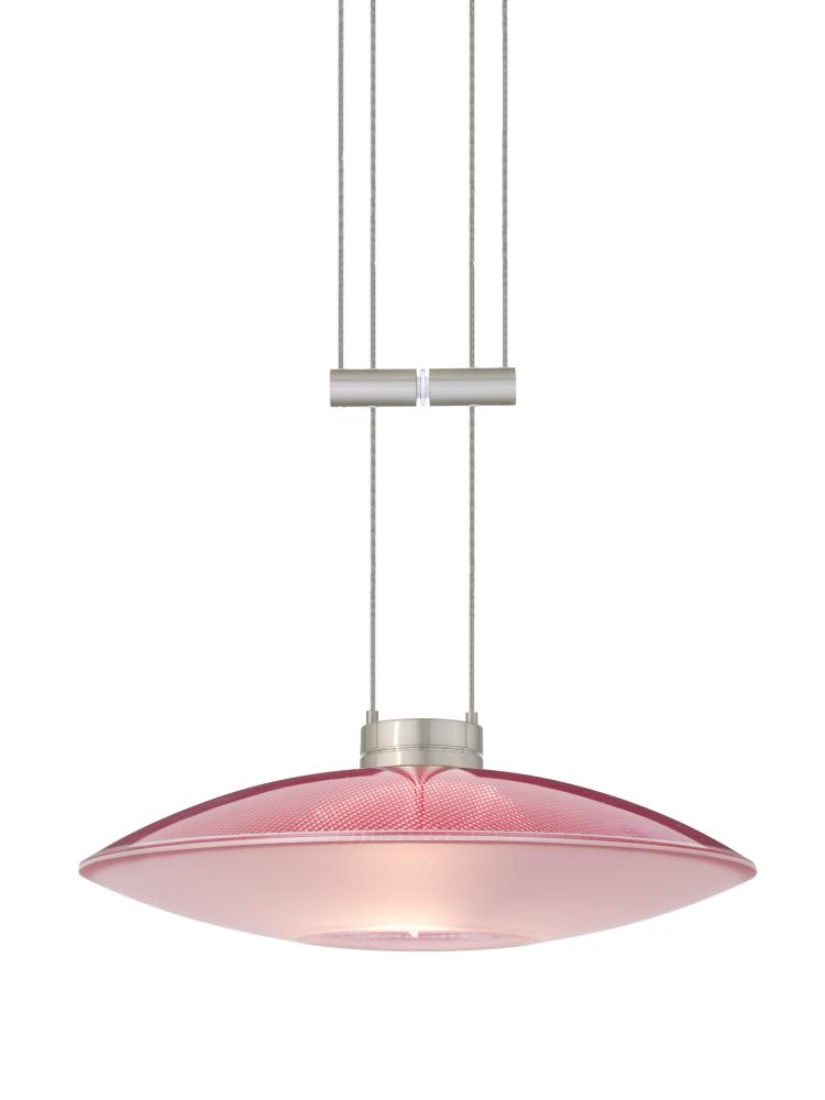 Besa Pendant Spazio Satin Nickel Red/Frost 1x50W Halogen