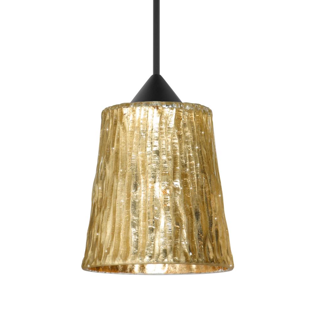 Besa Pendant Nico 4, Black Finish, Stone Gold Foil 1x35W MAX GY6.35 Base