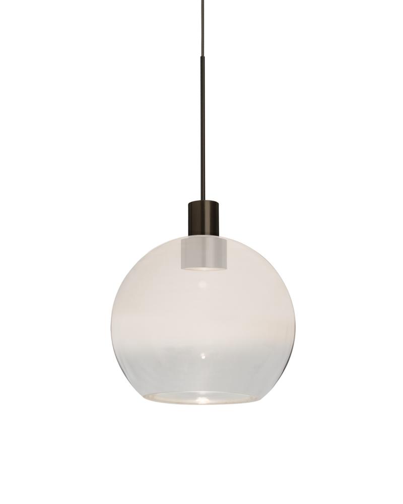 Besa, Newton 6 Cord Pendant, Milky White/Clear, Bronze Finish, 1x3W LED