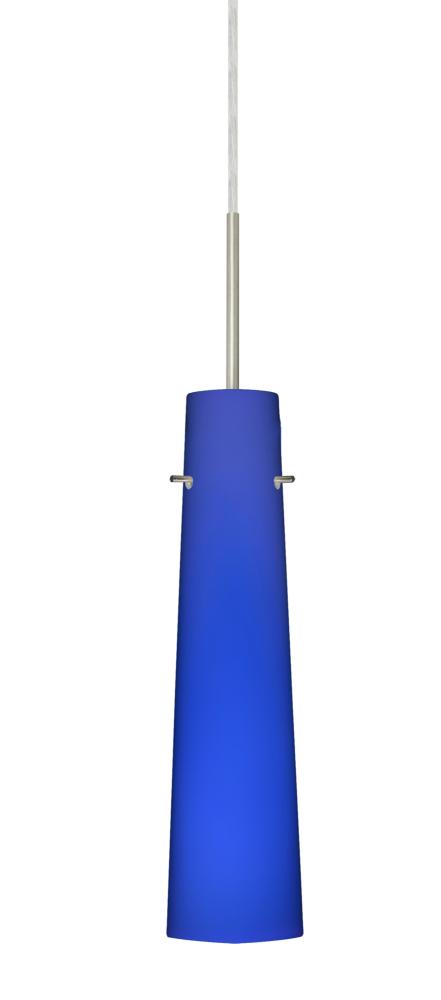 Besa Camino Pendant Satin Nickel Cobalt Blue Matte 1x5W LED