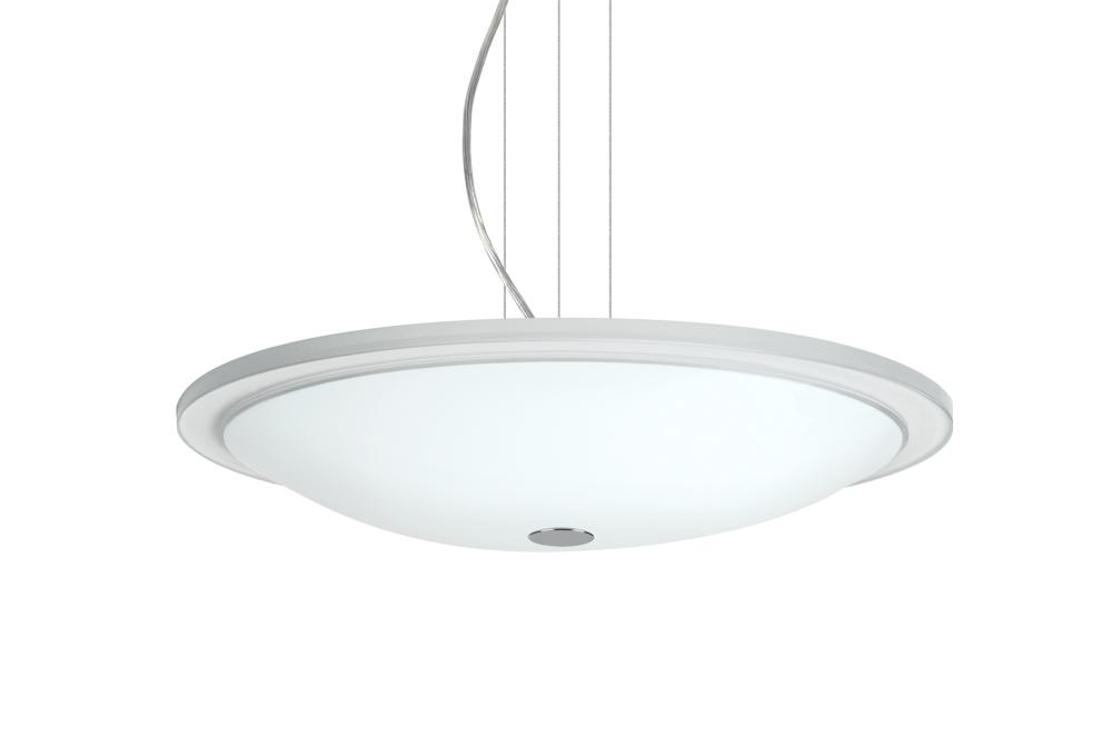 Besa Manta 18 Round Suspension Pendant, Opal Glossy, Satin Nickel, 1x24W LED