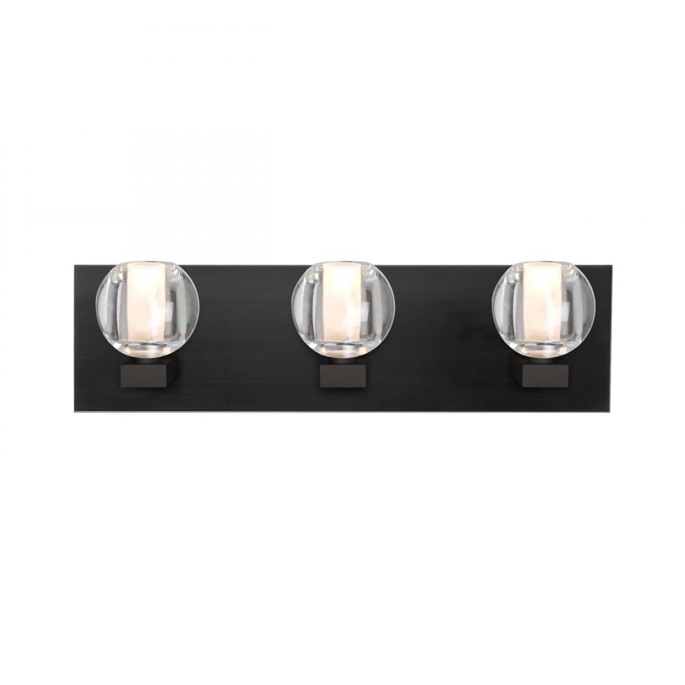 Besa, Boca Vanity, Clear, Black Finish, 3x3W LED