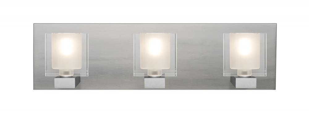 Besa, Bolo Vanity, Clear/Frost, Satin Nickel Finish, 3x40W Halogen