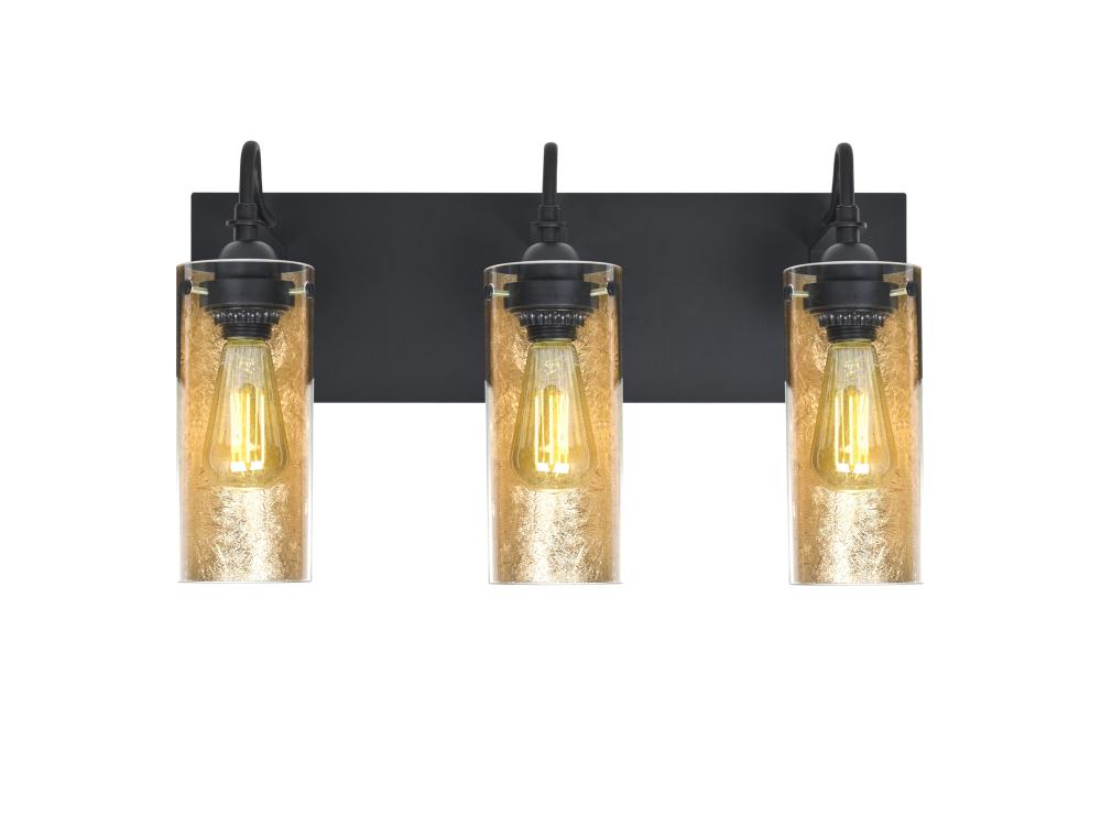 Besa Duke Vanity, Gold Foil, Black Finish, 3x7W LED Filament