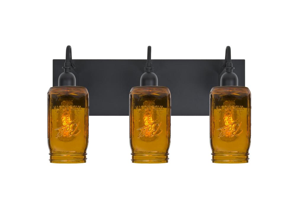 Besa Milo 4 Vanity, Amber, Black Finish, 3x7W LED Filament