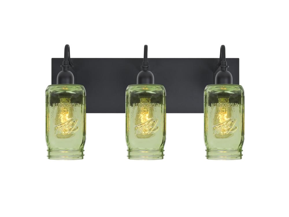 Besa Milo 4 Vanity, Green, Black Finish, 3x7W LED Filament