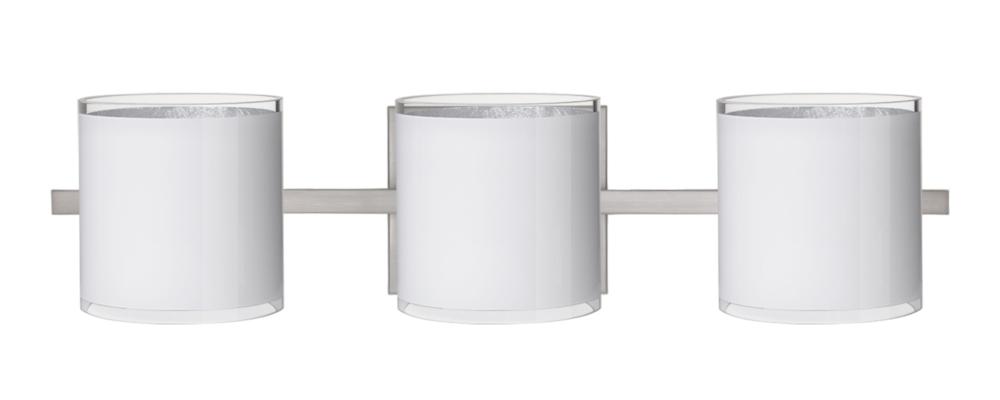 Besa Wall Pogo Satin Nickel White/Inner Silver 3x5W LED