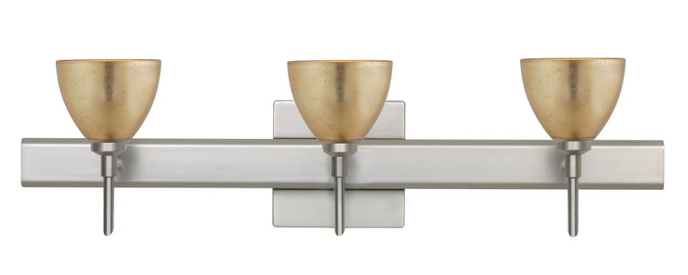 Besa Divi Wall With SQ Canopy 3SW Gold Foil Satin Nickel 3x40W G9