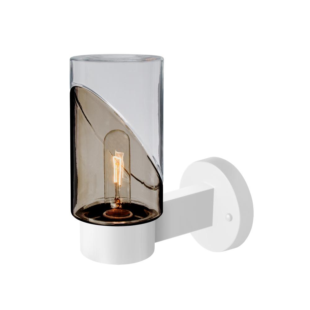 Blink Outdoor Sconce, Smoke/Clear, White Finish, 1x60W Medium Base