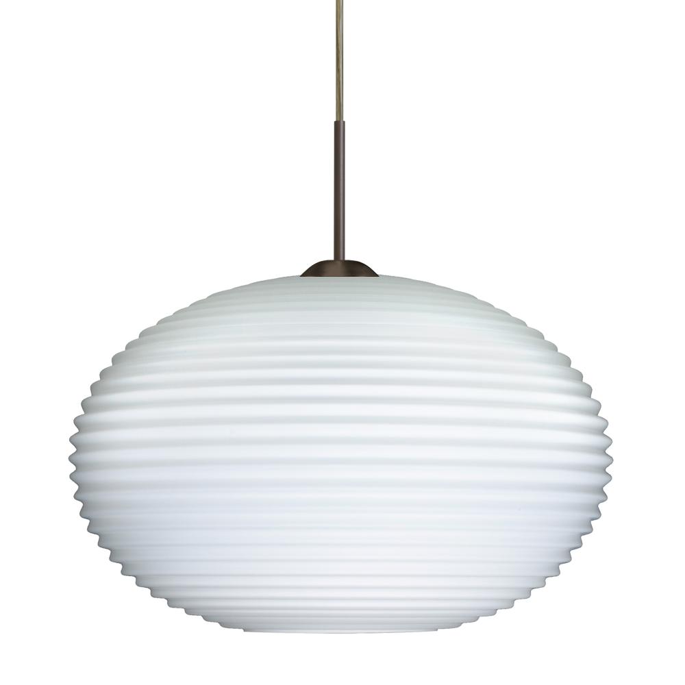 Besa Pendant For Multiport Canopy Pape 12 Bronze Opal Ribbed 1x75W Medium Base, 15Ft.