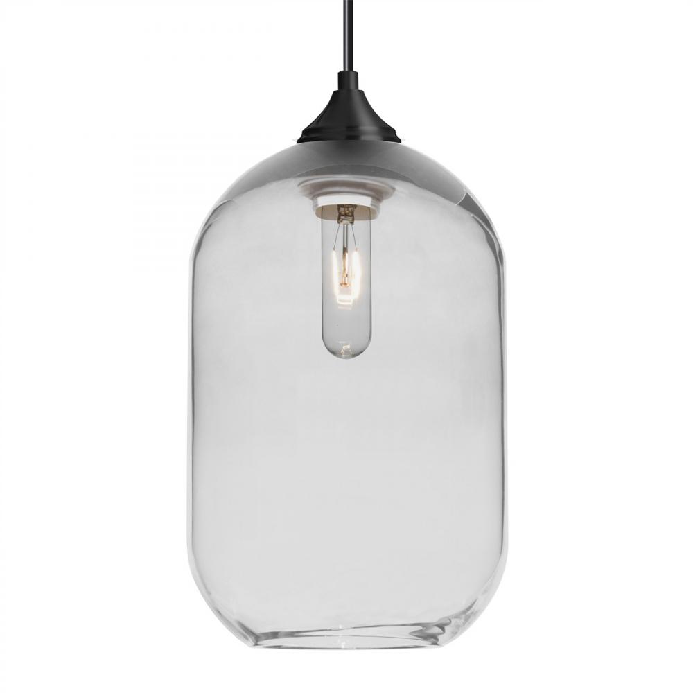 Besa, Omega 12 Cord Pendant For Multiport Canopies,Clear, Black Finish, 1x60W MAX E26 Base