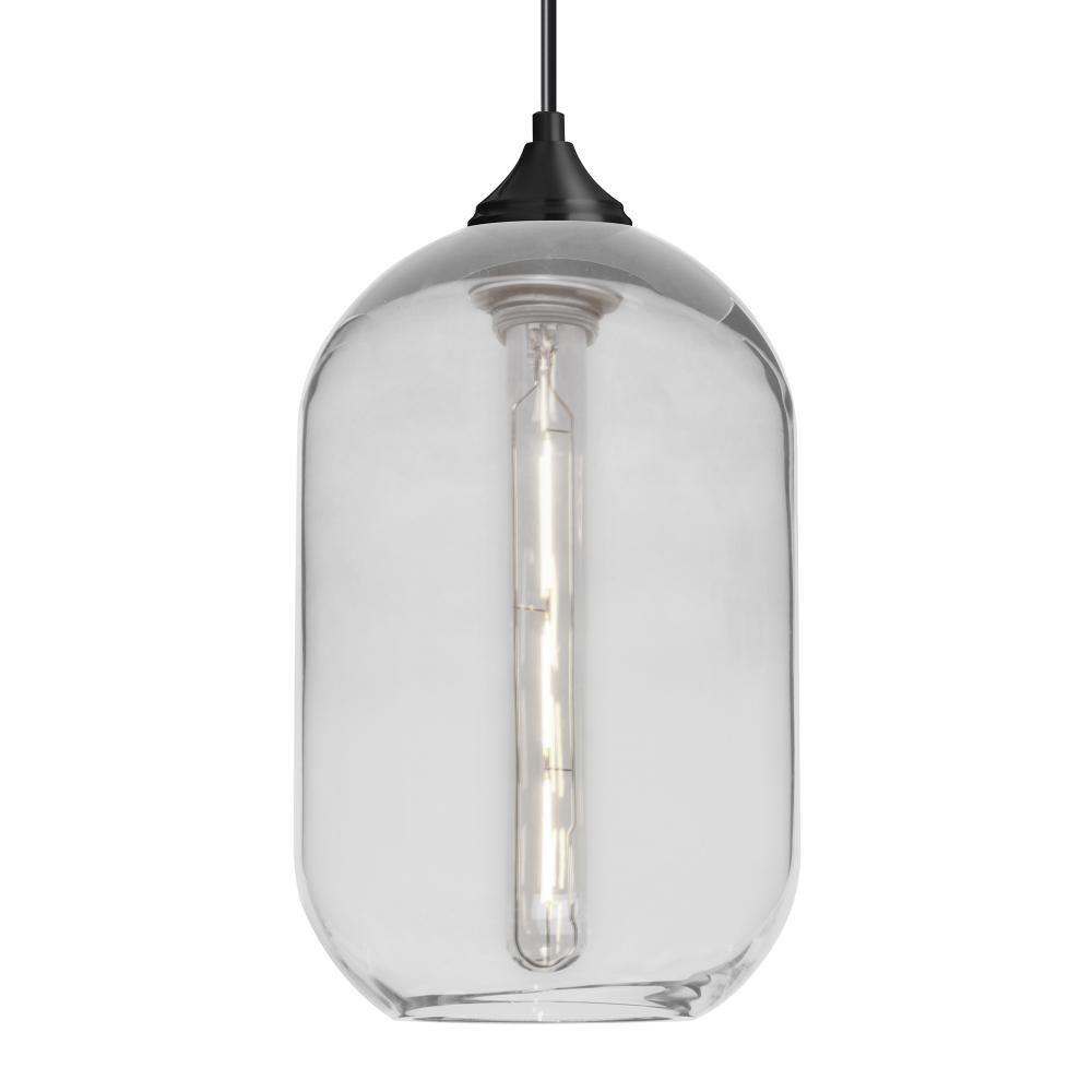 Besa, Omega 12 Cord Pendant For Multiport Canopies, Clear, Black Finish, 1x4W LED Filament