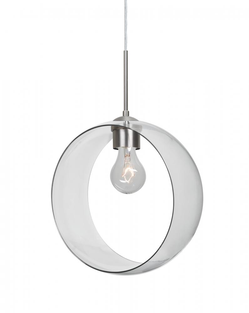 Besa, Plato Cord Pendant For Multiport Canopies, Clear, Satin Nickel Finish, 1x60W Me