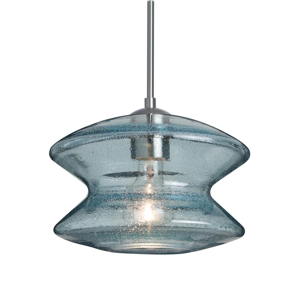 Besa, Zen Cord Pendant For Multiport Canopy, Blue Bubble, Satin Nickel Finish, 1x60W