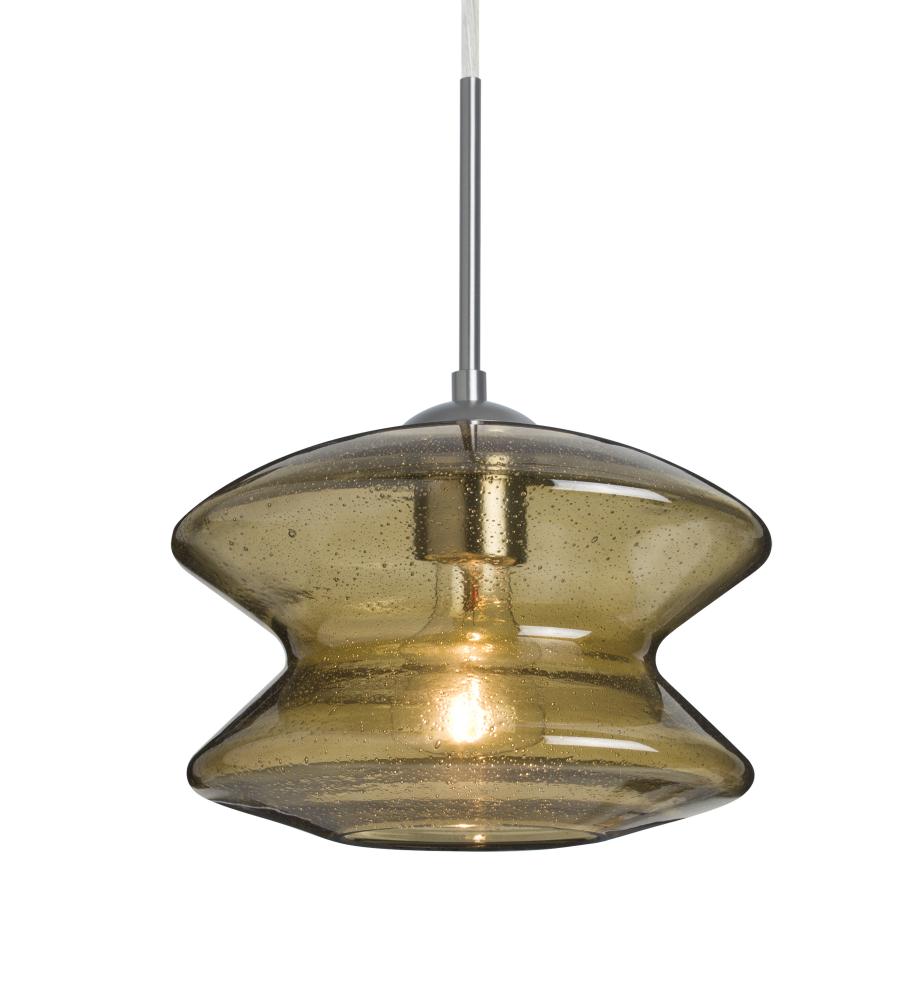 Besa, Zen Cord Pendant For Multiport Canopy, Latte Bubble, Satin Nickel Finish, 1x60W