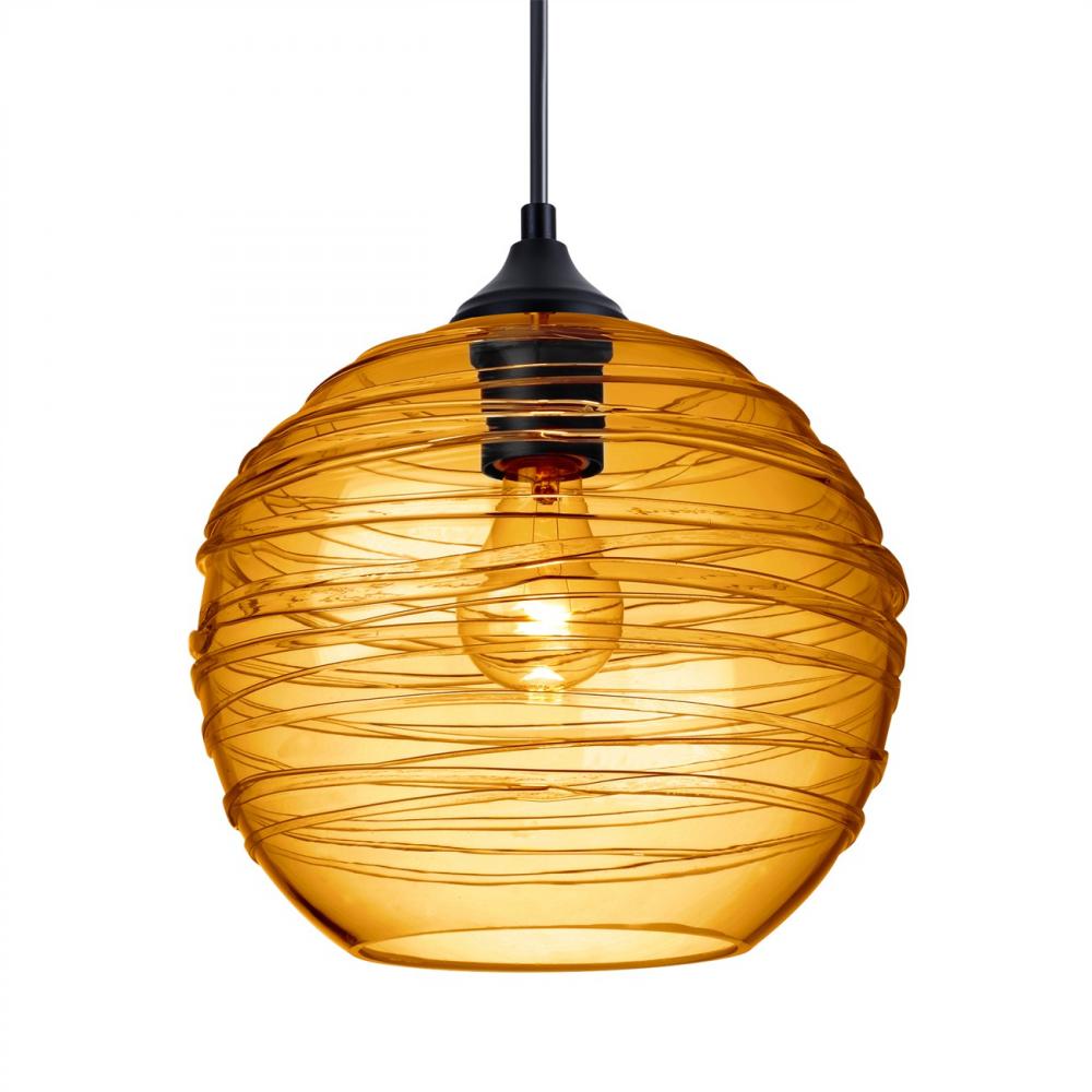 Besa Wave 10 Outdoor Pendant Black Amber 1x8W LED Filament