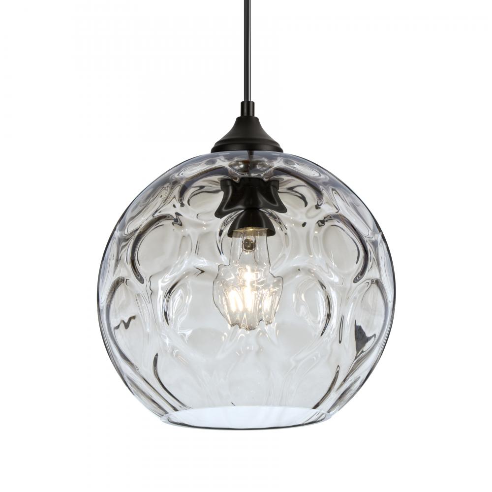 Besa Bombay Outdoor Pendant, Clear, Black Finish, 1x60W E26 Base