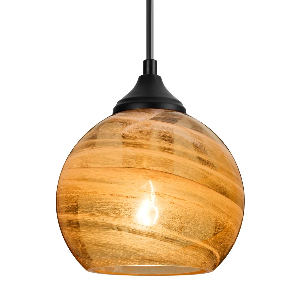 Besa, Jilly Outdoor Pendant, Vapor Amber, Black Finish, 1x5W LED Filament