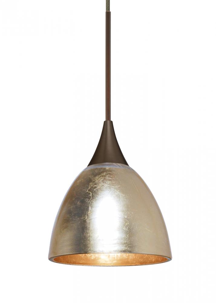 Besa Divi Pendant, Gold Foil, Bronze, 1x9W LED, 15Ft. Cord