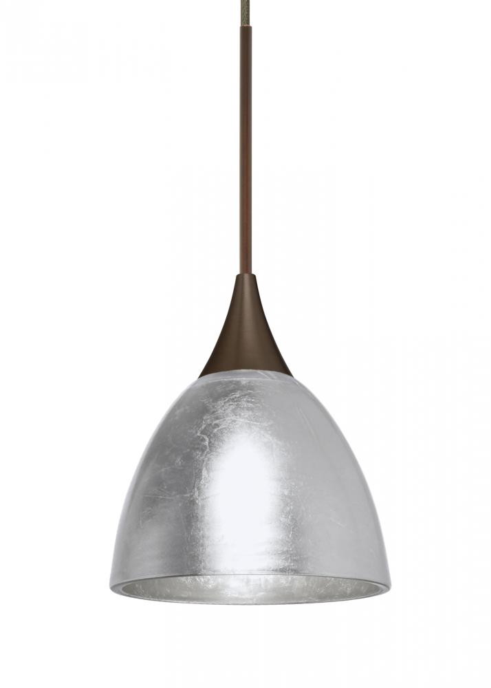 Besa Divi Pendant, Silver Foil, Bronze, 1x9W LED, 15Ft. Cord