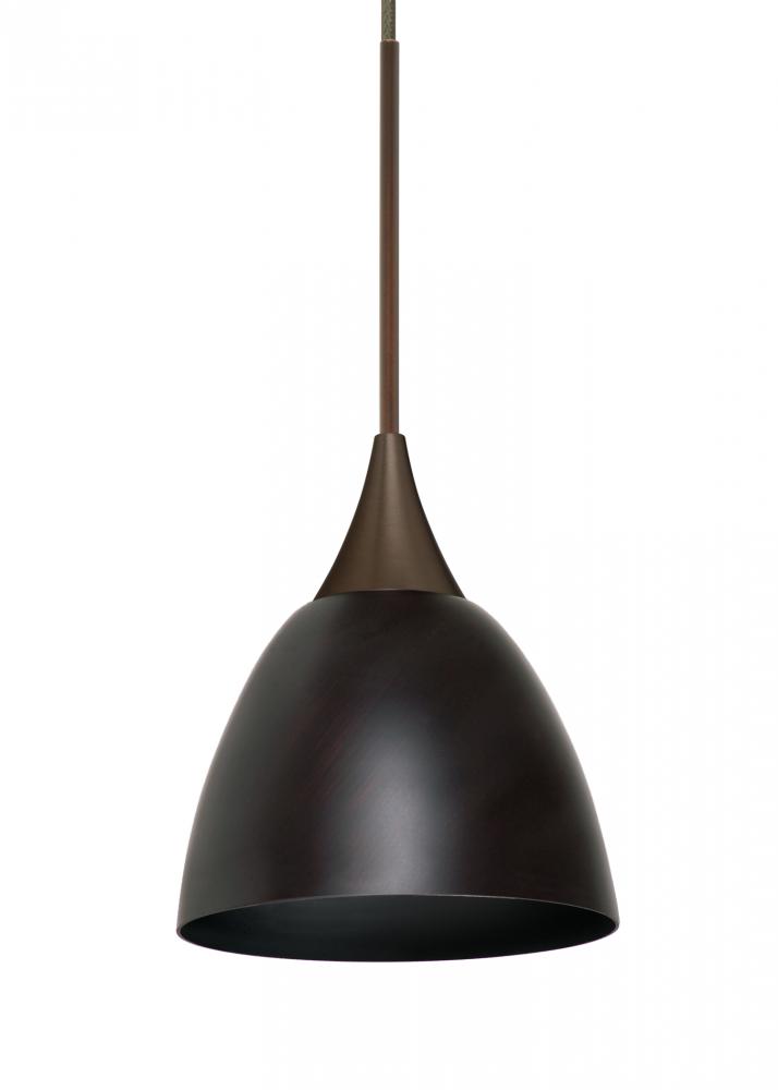 Besa Divi Pendant, Metal Bronze, Bronze, 1x9W LED, 15Ft. Cord