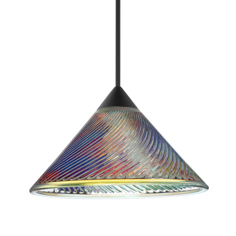 Besa Pendant Swirl, Black Finish, Dicro Swirl 1x50W MAX GY6.35 Base