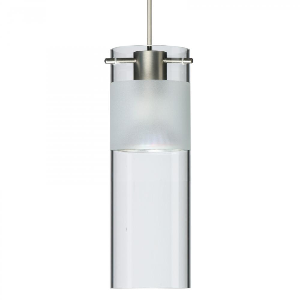 Besa, Scope 7 Cord Pendant, Clear/Frost, Satin Nickel Finish, 1x5W LED