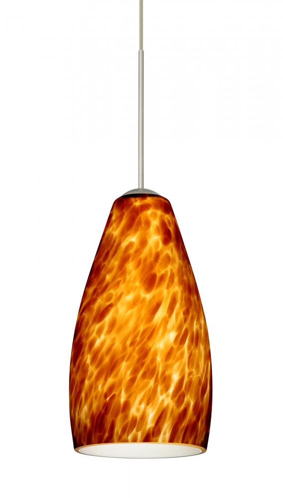 Besa Pendant Karli Satin Nickel Amber Cloud 1x50W Halogen, 15Ft. Cord