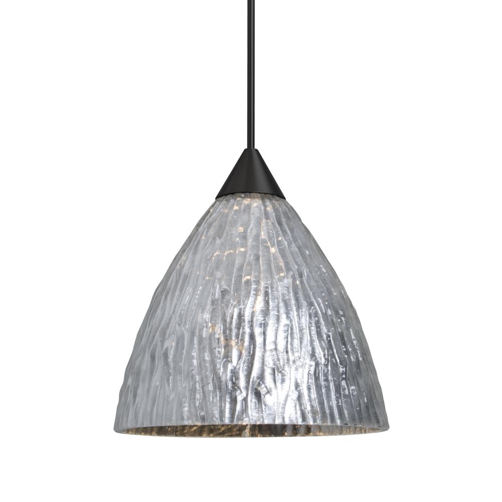 Besa Eve Pendant, Stone Silver Foil, Black Finish, 1x50W MAX GY6.35 Base