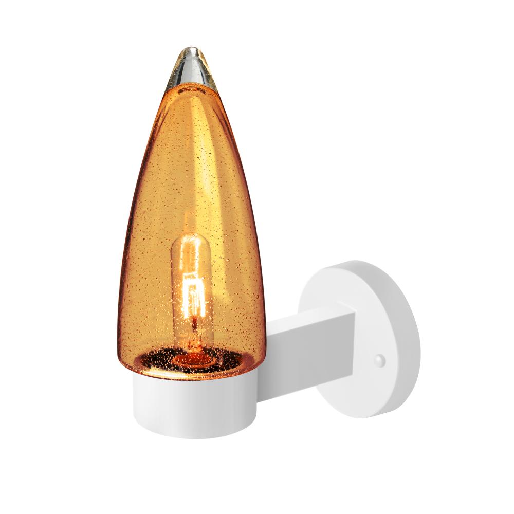 Sulu Outdoor Sconce, Amber Bubble, White Finish, 1x60W Medium Base