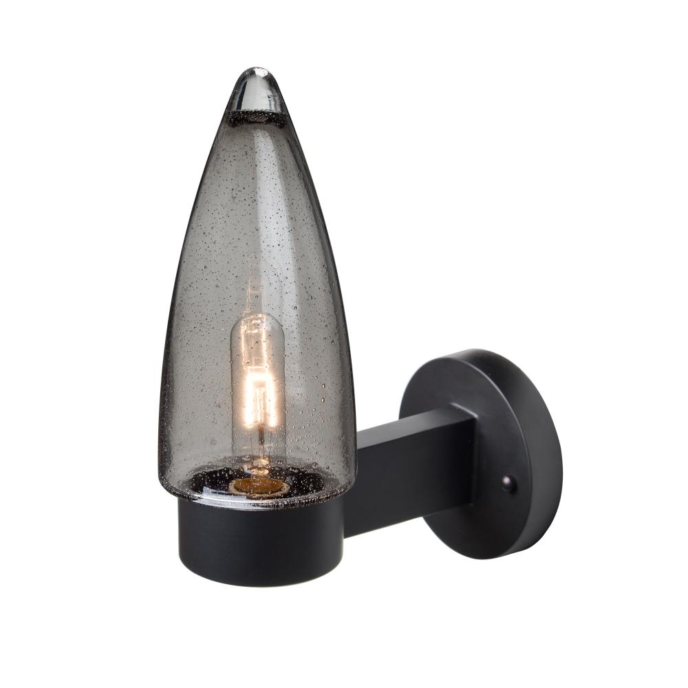 Sulu Outdoor Sconce, Smoke Bubble, Black Finish, 1x60W Medium Base