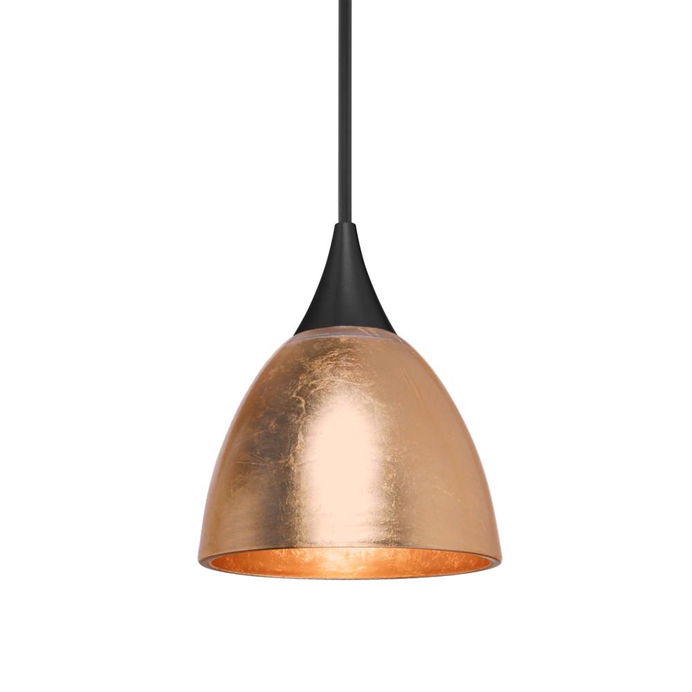 Besa Divi Pendant, Copper Foil, Black Finish, 1x50W Gy6.35