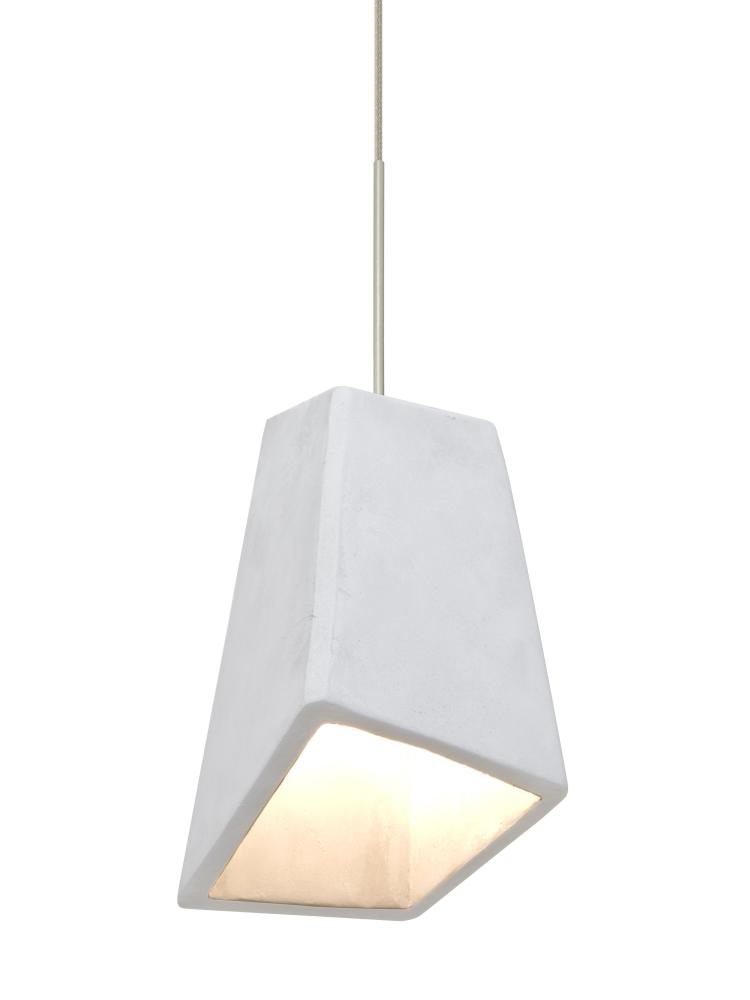 Besa Skip Cord Pendant For Multiport Canopy, White, Satin Nickel Finish, 1x9W LED, 15