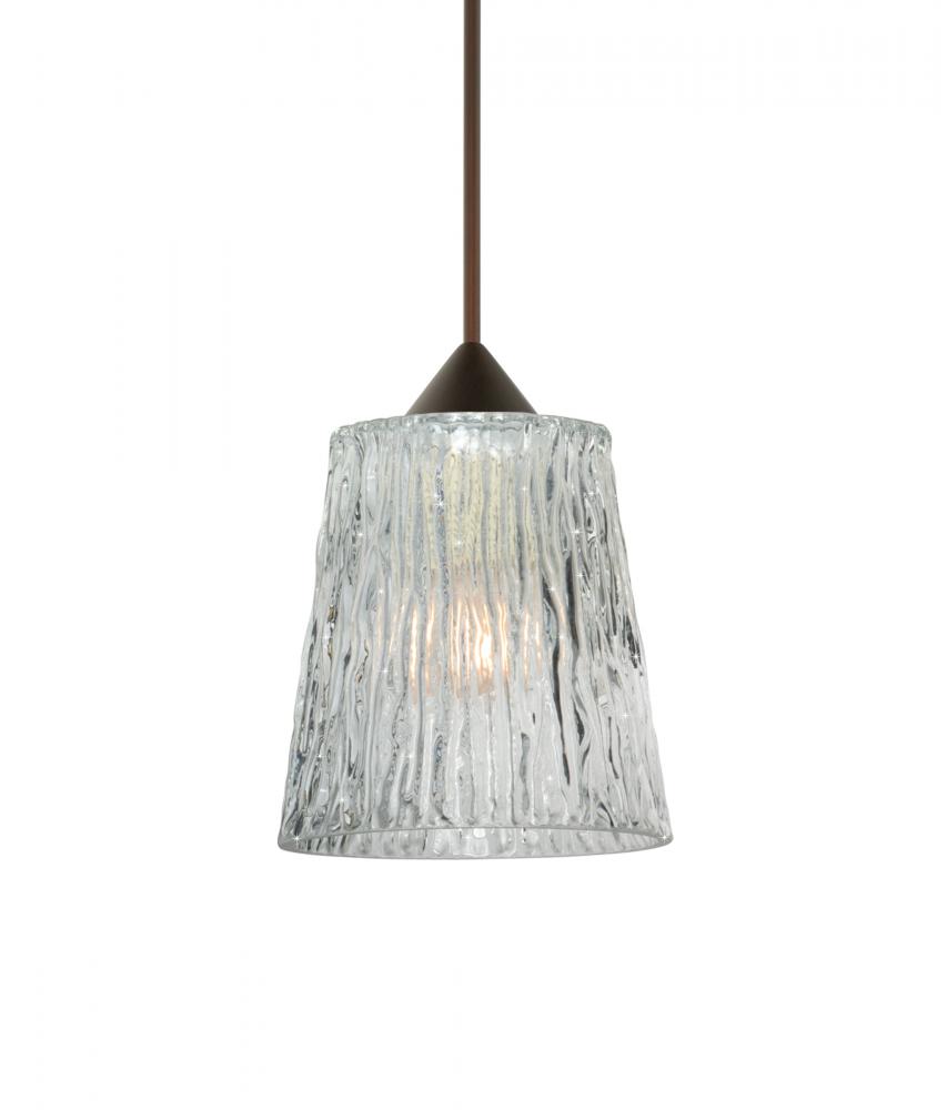 Besa Pendant Nico 4 Bronze Clear Stone 1x5W LED, 15Ft. Cord