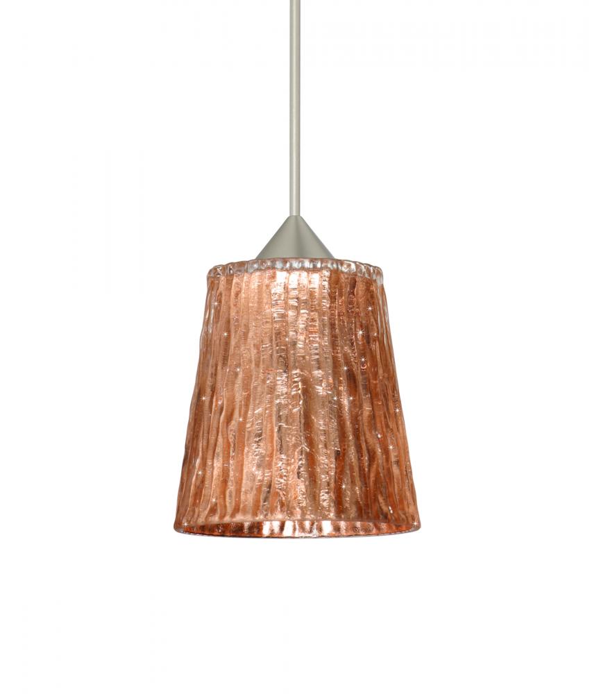Besa Pendant Nico 4 Satin Nickel Stone Copper Foil 1x5W LED, 15Ft. Cord