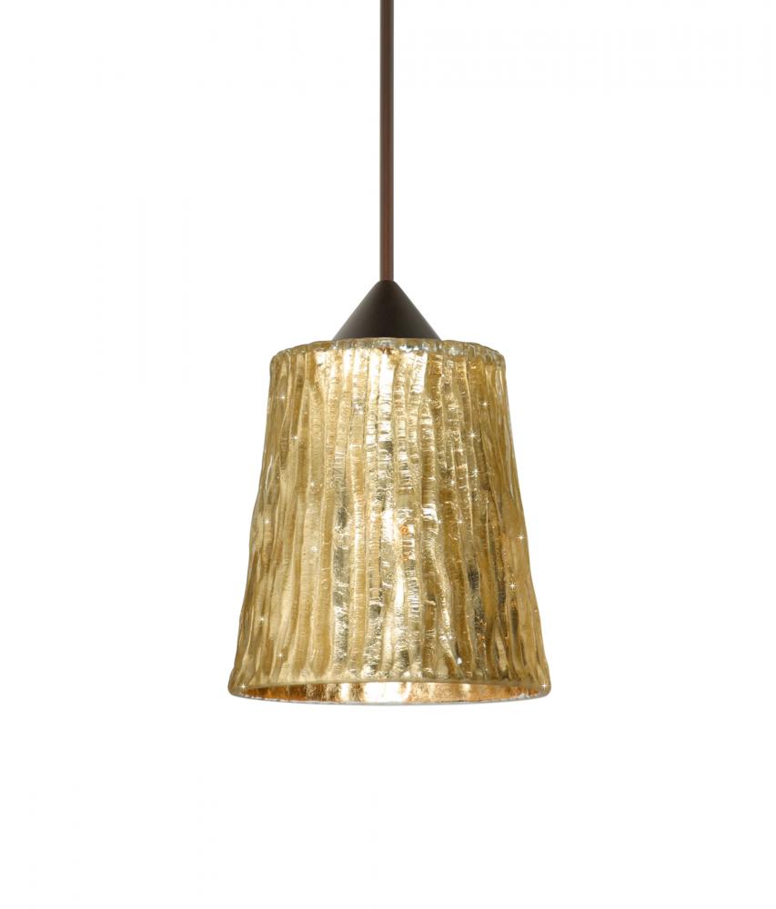 Besa Pendant Nico 4 Bronze Stone Gold Foil 1x5W LED, 15Ft. Cord