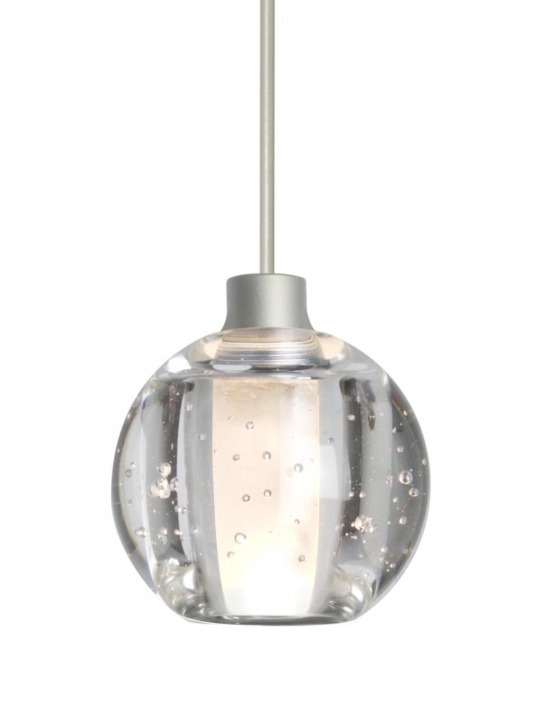 Besa, Boca 5 Cord Pendant, Clear Bubble, Satin Nickel Finish, 1x35W Halogen, 15Ft. Co