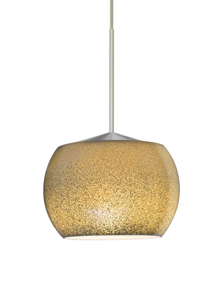 Besa, Keno Cord Pendant, Gold Sand, Satin Nickel Finish, 1x3W LED