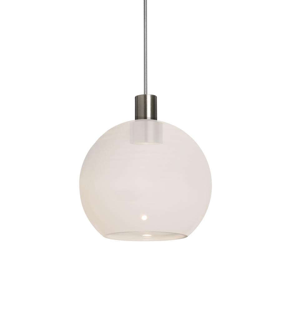 Besa, Newton 6 Cord Pendant, Milky White, Satin Nickel Finish, 1x3W LED